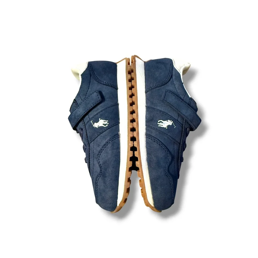 Polo Ralph Lauren Train 85 Sneaker Toddler 10 Navy Blue Suede‎ Hook & Loop NEW